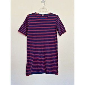 KULE Women's Striped T-Shirt Dress Short Sleeve Blue Orange Sz Small Minimalist